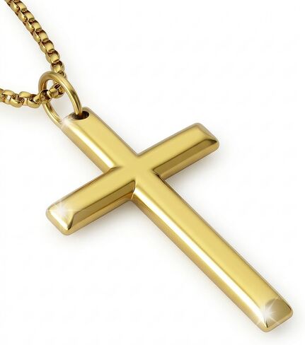 Cross Necklace for Men and Women – 316L Stainless Steel Minimalist Cross Pendant, Polished Silver/Gold/Black Tone, Small/Medium/Big Charm, Christian Faith Jewelry Gift in Saudi Arabia