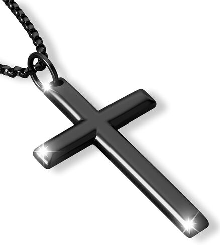 Cross Necklace for Men and Women – 316L Stainless Steel Minimalist Cross Pendant, Polished Silver/Gold/Black Tone, Small/Medium/Big Charm, Christian Faith Jewelry Gift in Saudi Arabia
