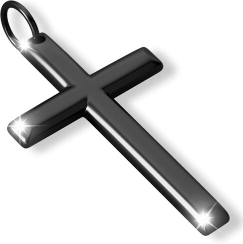 Cross Necklace for Men and Women – 316L Stainless Steel Minimalist Cross Pendant, Polished Silver/Gold/Black Tone, Small/Medium/Big Charm, Christian Faith Jewelry Gift in Saudi Arabia