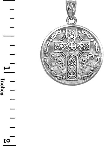 Claddagh Gold Celtic Cross Irish Blessing Textured Coin Medallion Pendant Necklace Fine Real Solid 925 Sterling Silver in Kuwait