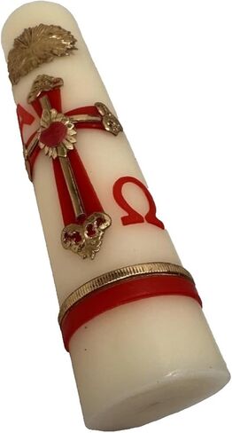 Easter Lent Paschal Candle Wax Alpha Omega Red Cross 8"x 2" Cirio Pascual Semana Santa in Kuwait
