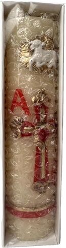 Easter Lent Paschal Candle Wax Alpha Omega Red Cross 8"x 2" Cirio Pascual Semana Santa in Kuwait