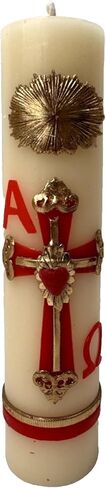 Easter Lent Paschal Candle Wax Alpha Omega Red Cross 8"x 2" Cirio Pascual Semana Santa in Kuwait