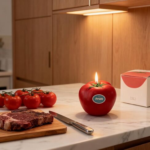 Tomato-Shaped Scented Candle,130G Realistic Red Fruit Design,Tomato Essential Oil,Natural Soy Wax Decorative Candle for Table Photo Prop Birthday,Perfect for Kitchen Decor & Joyful Gifting (Tomato) in Saudi Arabia