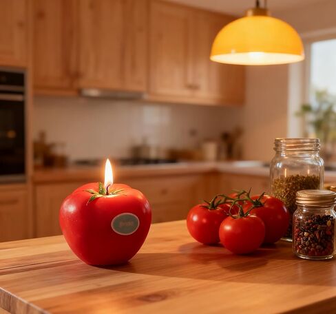 Tomato-Shaped Scented Candle,130G Realistic Red Fruit Design,Tomato Essential Oil,Natural Soy Wax Decorative Candle for Table Photo Prop Birthday,Perfect for Kitchen Decor & Joyful Gifting (Tomato) in Saudi Arabia