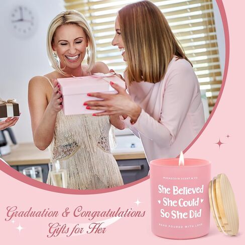 Graduation Gifts for Her, She Believed She Could So She Did Candle 10oz, Congratulations/Promotion/Encouragement Gifts for Women, Positive Congratulations Graduation Candle, Lavender Scented in Saudi Arabia