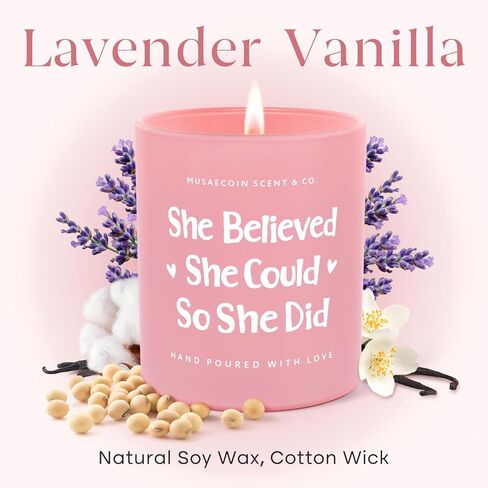 Graduation Gifts for Her, She Believed She Could So She Did Candle 10oz, Congratulations/Promotion/Encouragement Gifts for Women, Positive Congratulations Graduation Candle, Lavender Scented in Saudi Arabia
