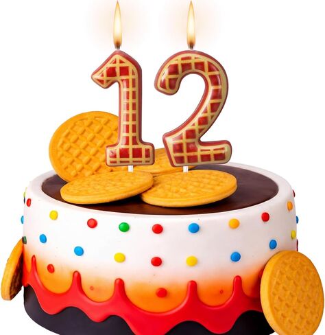 Roowest Birthday Party Number 12 Cake Topper, Spooky Waffles Pattern Happy Birthday Cake Topper Decoration for Waffle Lovers, Horror Themed Party Supplies and Decor in Saudi Arabia