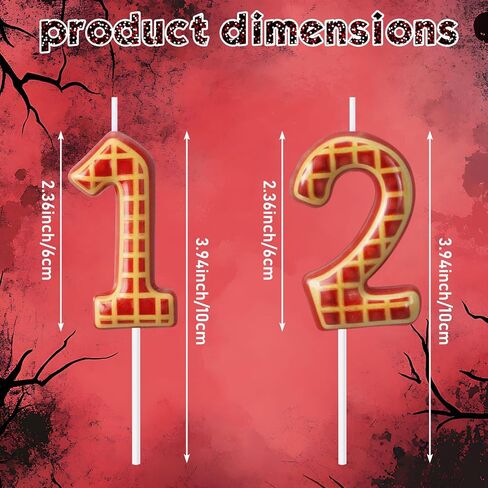 Roowest Birthday Party Number 12 Cake Topper, Spooky Waffles Pattern Happy Birthday Cake Topper Decoration for Waffle Lovers, Horror Themed Party Supplies and Decor in Saudi Arabia