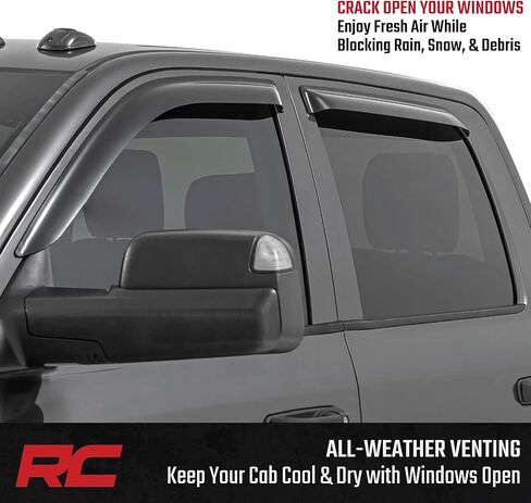Rough Country Tape-on Rain Guards for Ram 1500 (2009-2018) & 2500/3500 Crew Cab (2019-2025) - Low Profile Window Visors, 4-Pc Rain Guard for Trucks in Saudi Arabia