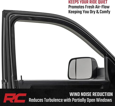 Rough Country Tape-on Rain Guards for Ram 1500 (2009-2018) & 2500/3500 Crew Cab (2019-2025) - Low Profile Window Visors, 4-Pc Rain Guard for Trucks in Saudi Arabia
