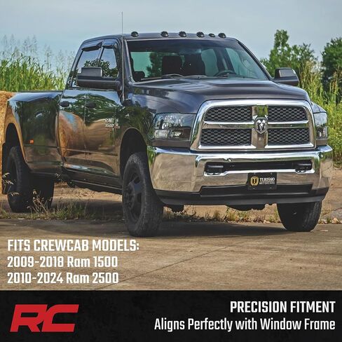 Rough Country Tape-on Rain Guards for Ram 1500 (2009-2018) & 2500/3500 Crew Cab (2019-2025) - Low Profile Window Visors, 4-Pc Rain Guard for Trucks in Saudi Arabia