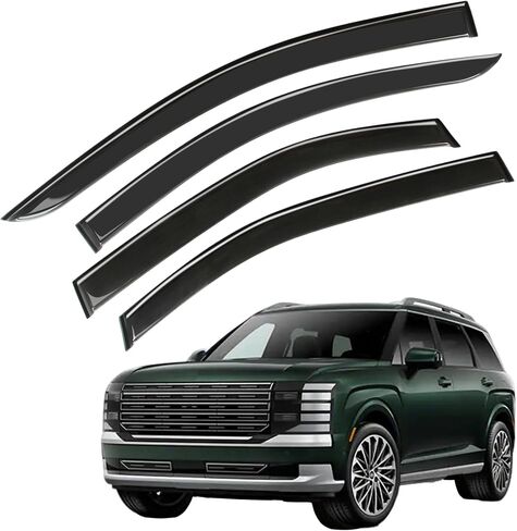 حاجب الرياح لحاجب النافذة، 4 قطع من واقيات المطر الشريطية لسيارة Hyundai Palisade لعام 2026، واقيات تهوية جانبية للنافذة الجانبية للتركيب الخارجي، باللون الأسود in Kuwait
