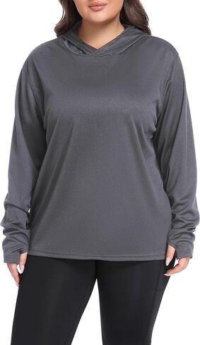 ZERDOCEAN Womens Plus Size Workout Tops Hoodie Long Sleeve Shirts Outfits for Hiking Running Cover Ups for Women in Saudi Arabia