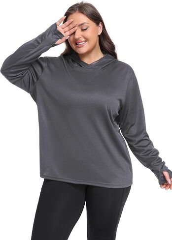 ZERDOCEAN Womens Plus Size Workout Tops Hoodie Long Sleeve Shirts Outfits for Hiking Running Cover Ups for Women in Saudi Arabia