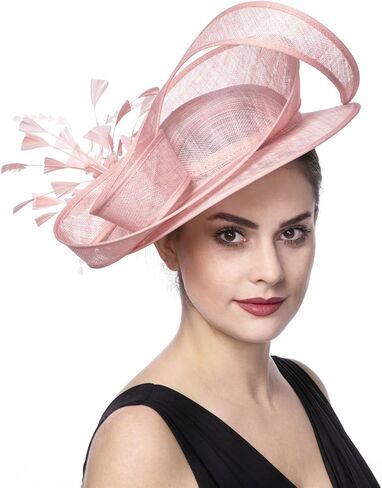 SAFERIN Women's Fascinators Feathers Tea Party Hat Veil Headband with Hair Clip for Cocktail Church in Kuwait