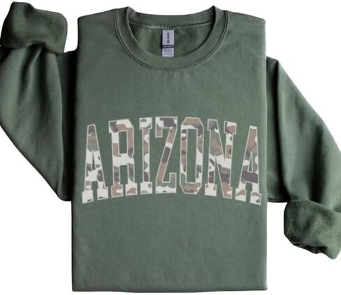 FITIN Unisex Camo Varsity Crewneck Sweatshirt –State Pride College Style Pullover, Multiple Styles Available in Kuwait