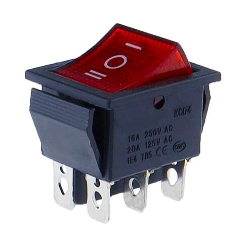 KCD4 Rocker Switch 3 Position ON-Off-ON, 16A 250VAC 20A 125VAC, Illuminated Power Switch with 6 Pins for Electrical Equipment (Yellow) in Kuwait