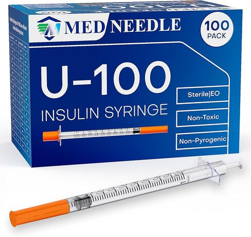 Insulin Syringe U-100 | 1cc with 31G 5/16" (8mm) Needle, Pack of 100 in Saudi Arabia