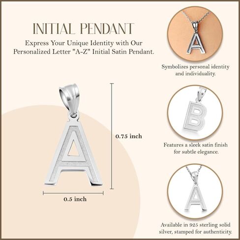 Claddagh Gold Satin Finish .925 Sterling Silver Personalized Letter A-Z Initial Charm Pendant Necklace - Choose Pendant Only or Necklace w/ 16"-22" Chain in Kuwait