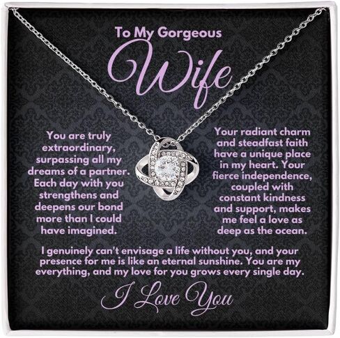 Wife Necklace Gift Idea She’ll Love - Romantic Pendant Jewelry with Message Card & Gift Box for Birthday, Anniversary, Christmas, or Valentine’s in Saudi Arabia
