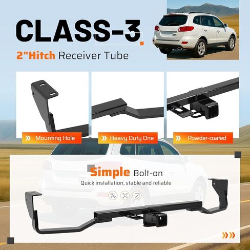 وصلة سحب المقطورة من الفئة 3، جهاز استقبال 2 بوصة متوافق مع 2007-2009 Hyundai Santa Fe in Kuwait