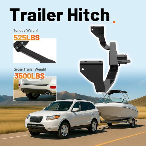 وصلة سحب المقطورة من الفئة 3، جهاز استقبال 2 بوصة متوافق مع 2007-2009 Hyundai Santa Fe in Kuwait