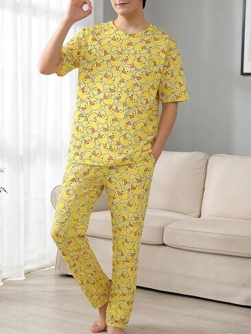 مجموعات بيجامة رجالي من Yellow Duck، أطقم Pjs ناعمة سراويل بيجامة غير رسمية للرجال، بيجامات Para Hombres in Saudi Arabia