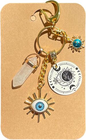 سحر حقيبة العين الشريرة، سلسلة مفاتيح العين الشاملة، سحر محفظة بوهو السماوية، سلسلة مفاتيح كوارتز طبيعية، كريستال علاجي، هدايا علاجية روحية، أحجار الريكي، الوضوح، هدايا المظهر in Kuwait