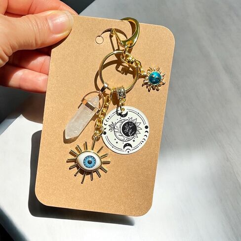 سحر حقيبة العين الشريرة، سلسلة مفاتيح العين الشاملة، سحر محفظة بوهو السماوية، سلسلة مفاتيح كوارتز طبيعية، كريستال علاجي، هدايا علاجية روحية، أحجار الريكي، الوضوح، هدايا المظهر in Kuwait