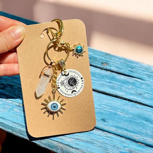 سحر حقيبة العين الشريرة، سلسلة مفاتيح العين الشاملة، سحر محفظة بوهو السماوية، سلسلة مفاتيح كوارتز طبيعية، كريستال علاجي، هدايا علاجية روحية، أحجار الريكي، الوضوح، هدايا المظهر in Kuwait