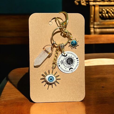 سحر حقيبة العين الشريرة، سلسلة مفاتيح العين الشاملة، سحر محفظة بوهو السماوية، سلسلة مفاتيح كوارتز طبيعية، كريستال علاجي، هدايا علاجية روحية، أحجار الريكي، الوضوح، هدايا المظهر in Kuwait