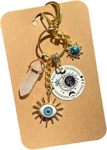 سحر حقيبة العين الشريرة، سلسلة مفاتيح العين الشاملة، سحر محفظة بوهو السماوية، سلسلة مفاتيح كوارتز طبيعية، كريستال علاجي، هدايا علاجية روحية، أحجار الريكي، الوضوح، هدايا المظهر in Kuwait