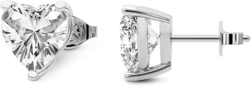 IGI Certified 2 Carat - 6 Carat Heart Shape Solitaire Lab Diamond Stud Earrings 3 Prong | F-G Color, VS1-VS2 Clarity | 14K Gold | Friendly Diamonds Earrings in Kuwait