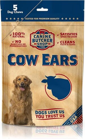 آذان بقرة كبيرة للكلاب تم تربيتها وصنعها في الولايات المتحدة الأمريكية - مضغ/مكافآت طبيعية بالكامل للكلاب (10 قطع) in Kuwait