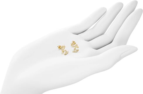 أقراط التنين الطويلة Lucky Energy منقوشة بدقة من الذهب الصلب عيار 14 قيراط | 9 مم × 12 مم | 1.1 جرام in Kuwait