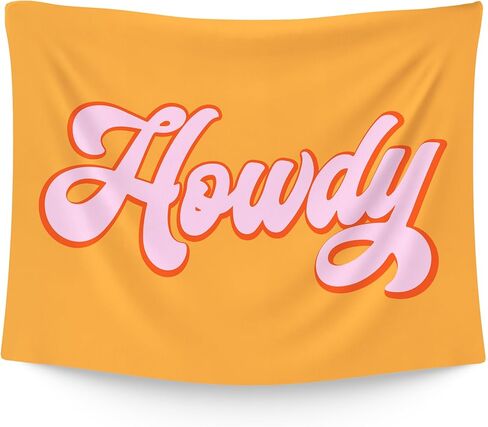 WAITPI Western Cowgirl Howdy Hanging Wall Tapestry for Classroom Bedroom, Vintage Orange Pink Wall Tapestries, Cute Preppy Wall Hanging for Teens Girls Room Dorm Playroom Party Decor 40x30 inches in Kuwait