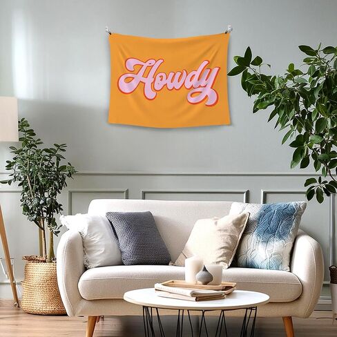 WAITPI Western Cowgirl Howdy Hanging Wall Tapestry for Classroom Bedroom, Vintage Orange Pink Wall Tapestries, Cute Preppy Wall Hanging for Teens Girls Room Dorm Playroom Party Decor 40x30 inches in Kuwait