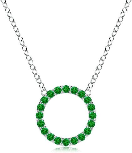 Angara Natural Emerald Pendant for Women | Emerald Open Circle Eternity Pendant in 14K Solid Gold/Platinum With 18" Chain | May Birthday, Anniversary, Gemstone Jewelry Gift in Saudi Arabia