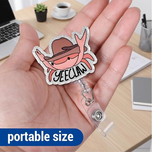 Yee Claw Badge Reel Funny, Cute Cowboy Crab Retractable Badge Holder Name Tag ID Card Clip for Doctor Nursing Student Teacher in Kuwait