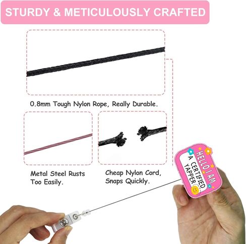 بكرة شارة ممرضة مضحكة - حامل شارة هوية وردي لطيف قابل للسحب مع مشبك، مرحبًا أنا يابر معتمد، بكرة شارة التمريض للعمل والمعلمين والأخصائيين الاجتماعيين والهدايا in Kuwait