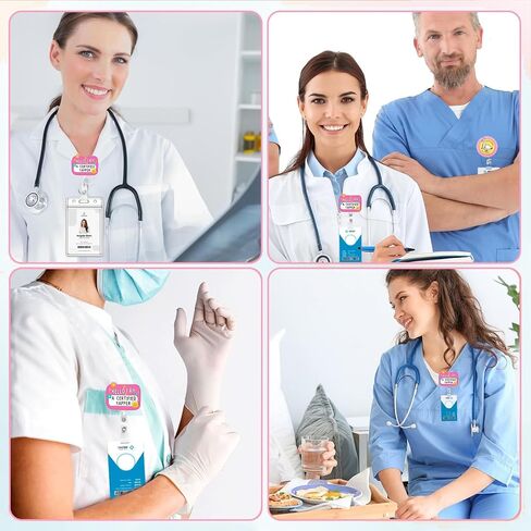 بكرة شارة ممرضة مضحكة - حامل شارة هوية وردي لطيف قابل للسحب مع مشبك، مرحبًا أنا يابر معتمد، بكرة شارة التمريض للعمل والمعلمين والأخصائيين الاجتماعيين والهدايا in Kuwait
