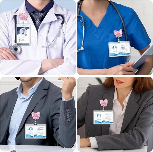 Cute Nursing Badge Reel Retractable, Pink Bow Stethoscope Badge Holder with Alligator Clip, Work Buddy for Nurse Doctor MA CNA RN LPN Healthcare Medical Worker in Saudi Arabia