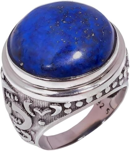 خاتم اللازورد | خاتم الأحجار الكريمة الطبيعية | خاتم من الفضة الإسترليني عيار 925 | خاتم مصنوع يدوياً | خاتم لذيذ | خاتم أنيق للجنسين | حلقة الشفاء in Saudi Arabia