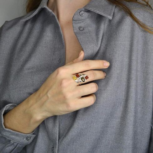 Holiday Gift Shops Sterling Silver and Baltic Amber Multicolored Ring Marcia in Saudi Arabia