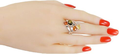 Holiday Gift Shops Sterling Silver and Baltic Amber Multicolored Ring Marcia in Saudi Arabia