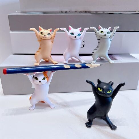 5 PCS Cats Figure Set Cute Gifts Desk Decor Funny Office Decor Cute Pen Holder Funny Office Desk Kawaii Dancing Cat in Saudi Arabia