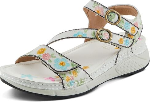 Spring Step L'Artiste Women's Anneka Hand-Painted Athleisure Sandals - Lightweight Floral Design with Adjustable Hook and Loop Closures in Kuwait
