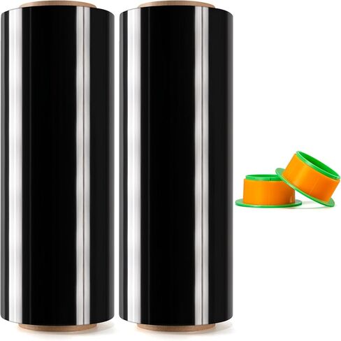 2 Rolls Clear Stretch Wrap 12" x 1000 FT x 80 Gauge, Industrial Heavy Duty Stretch Wrap Shrink Film, Durable Self-Adhering for Packing, Moving, Pallet, Included Wrap Holder in Kuwait