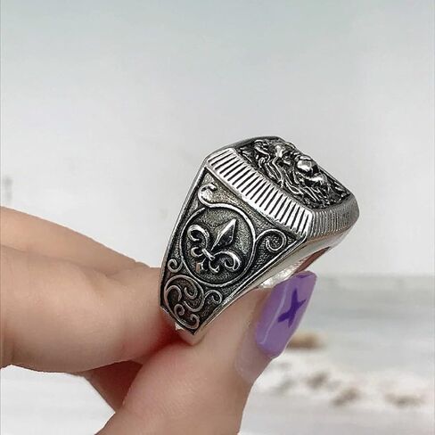 Lion Ring,Gothic Roaring Lion Head Ring for Men, Punk Lion Ring Norse Viking Lion Signet Ring Rock Retro Lion Totem Ring Hip hop Celtics Lion Animal Jewelry in Saudi Arabia